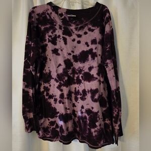 Wonderly Studio Multicolored Ribbed Tie-Dyed Long Sleeve Tee Size XL